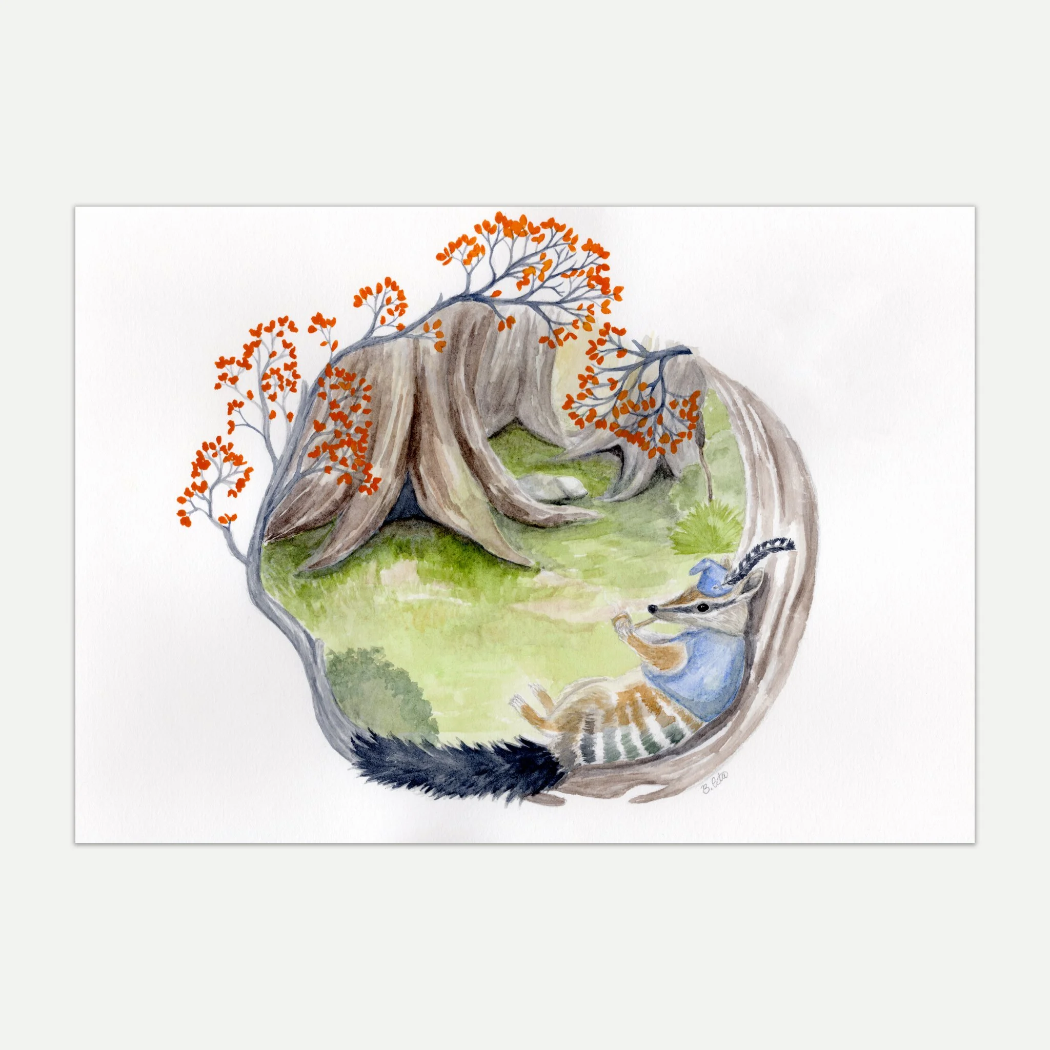 Numbat with Pipe A4 Print