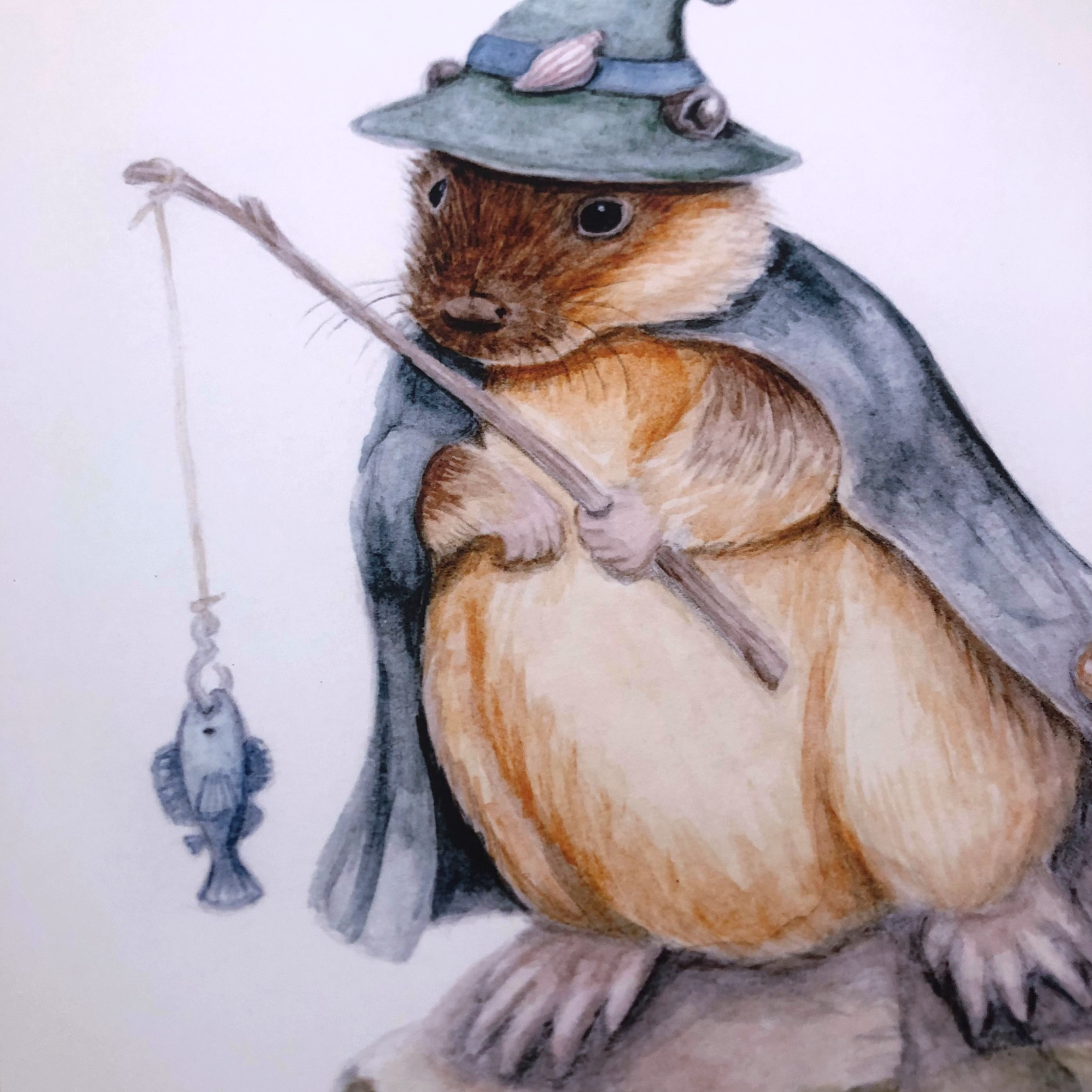 Rakali-fishing-watercolour-painting-a4-print-4.png