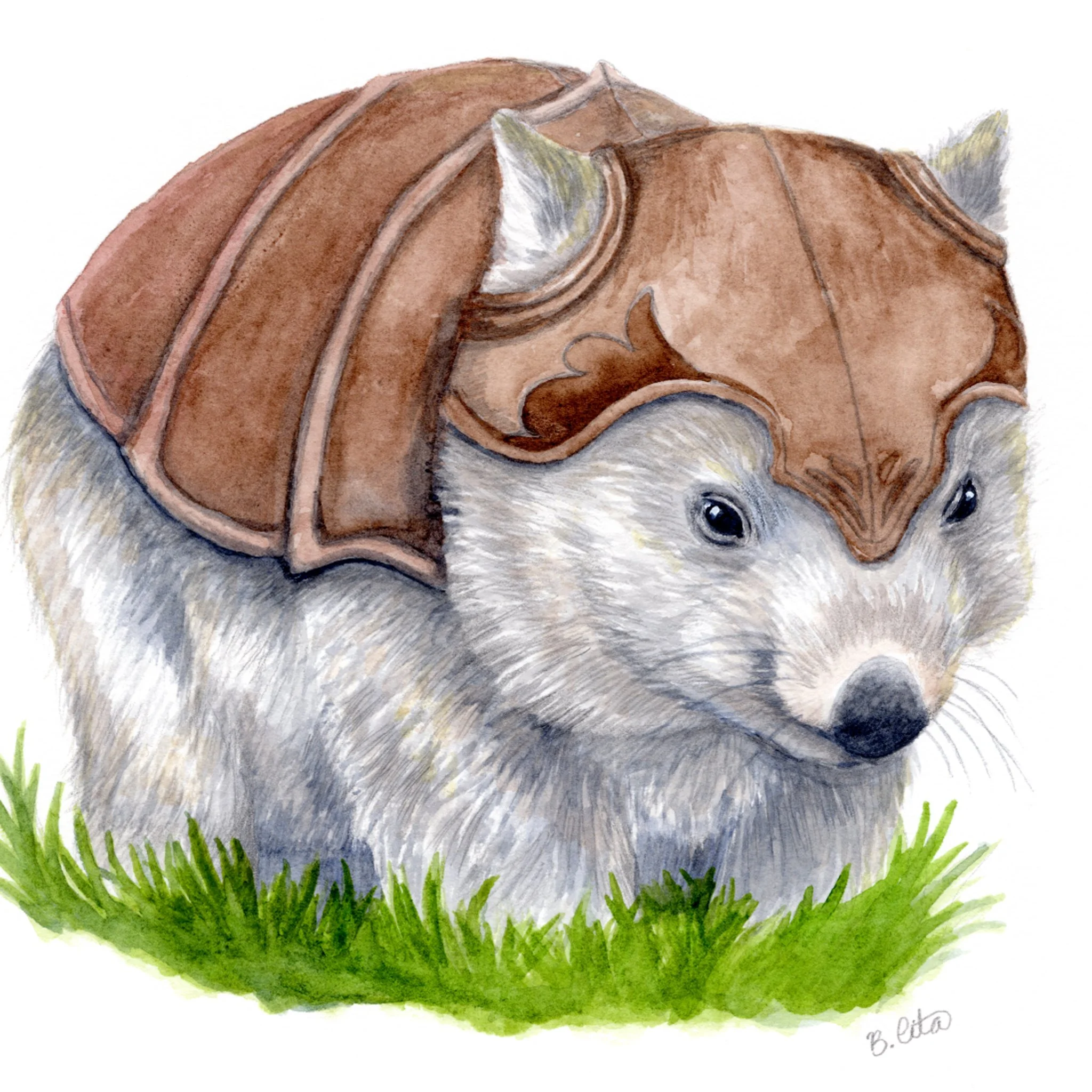 watercolour painting of a combat wombat