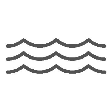 Water waves with three black birds flying above.