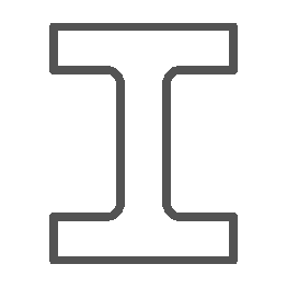 Black outline of the letter 'I' with a wide top and base, resembling a serif font.