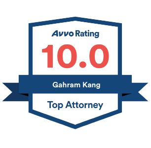 Badge with AVVO Rating of 10.0 for Gahram Kang, Top Attorney.