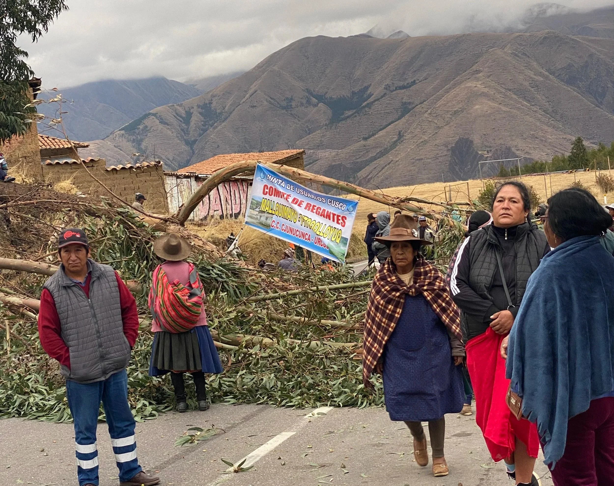 locals blocking road during transportation strike