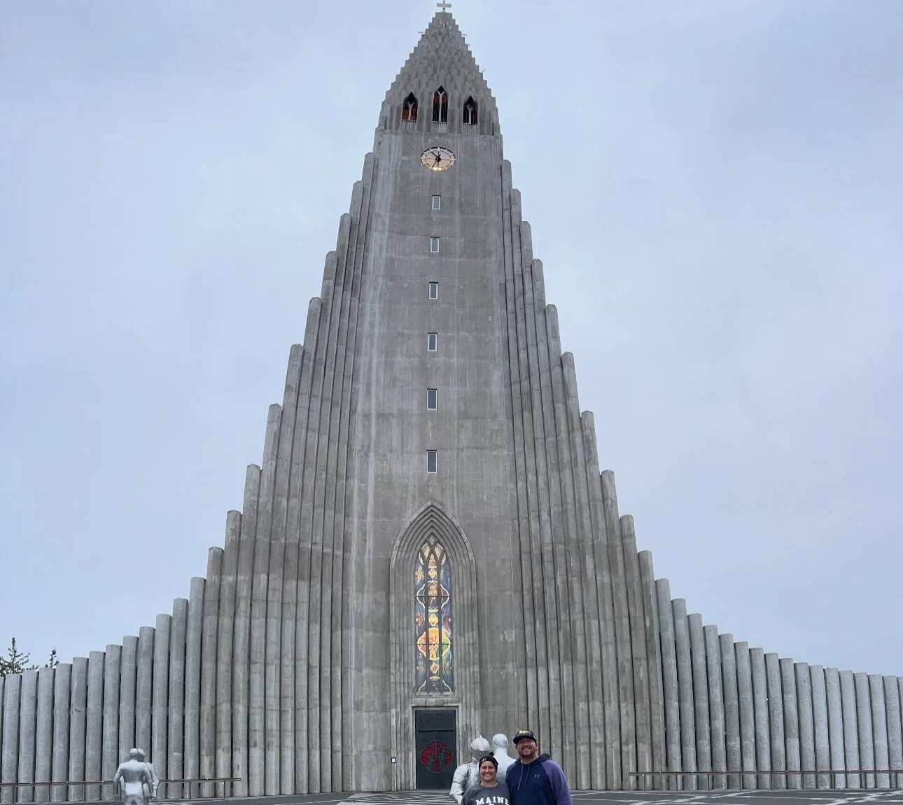 The iconic Hallgrímskirkja church in Reykjavik, Iceland, with its striking modernist architecture.