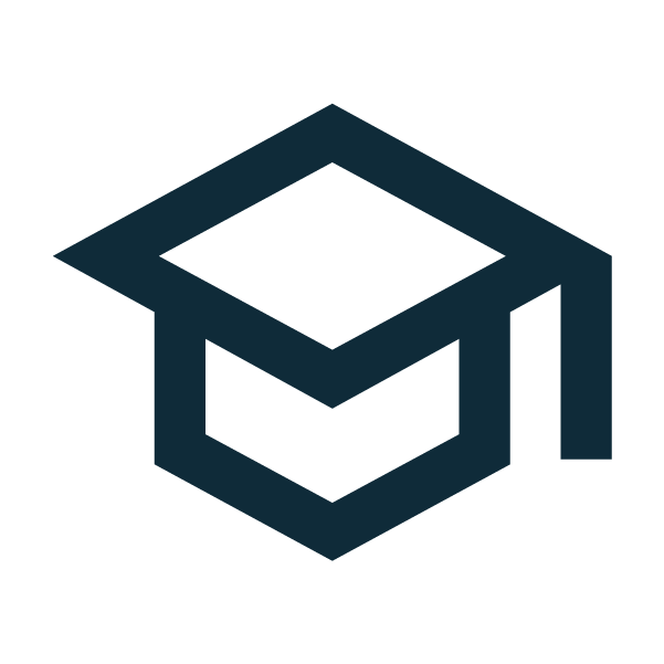 Isometric illustration of a 3D open box with a lid, in dark blue.