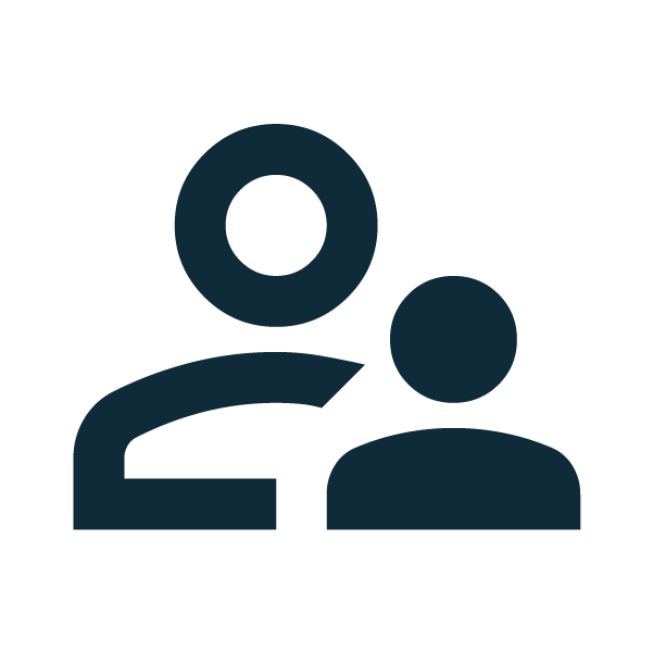 Icon representing a user profile with a badge or notification symbol.