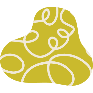 Abstract shape with a green background and white curvy lines