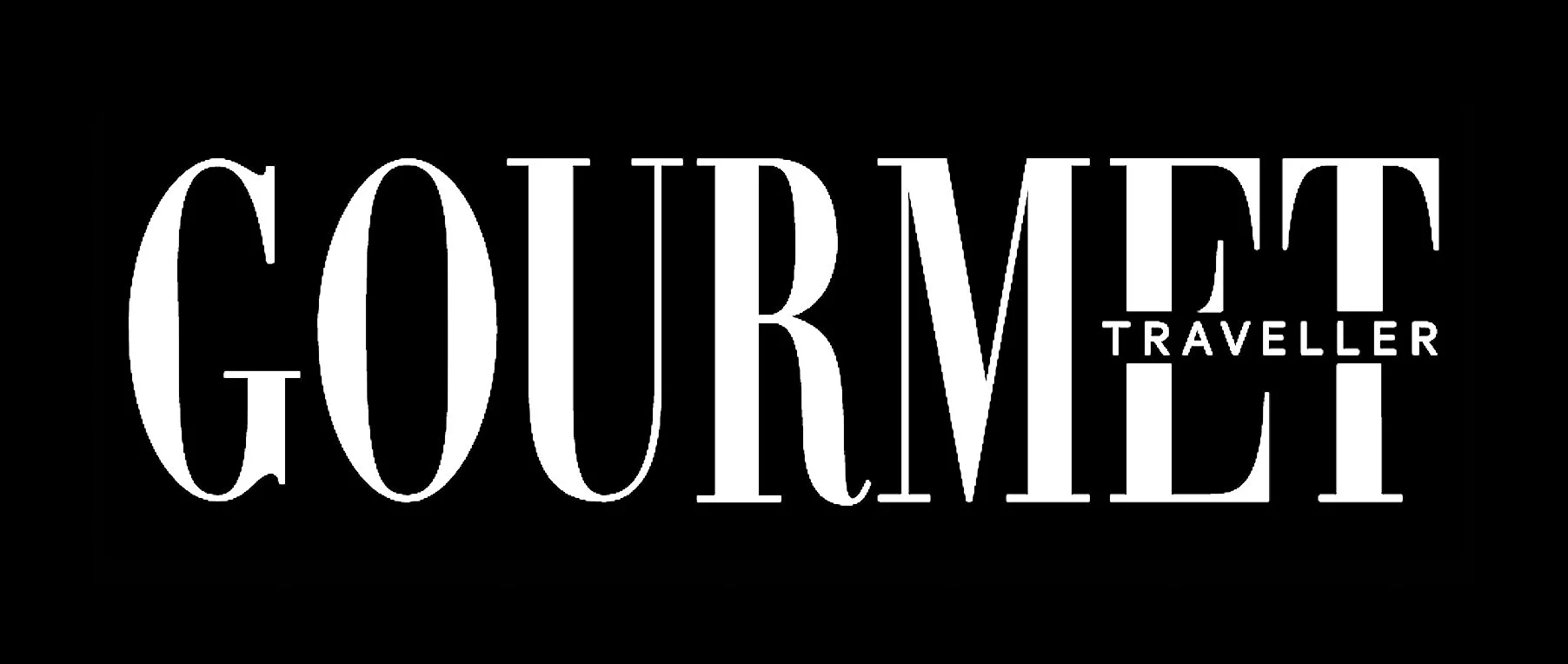Black background with the white title 'GOURMET TRAVELLER' in large, stylized font.
