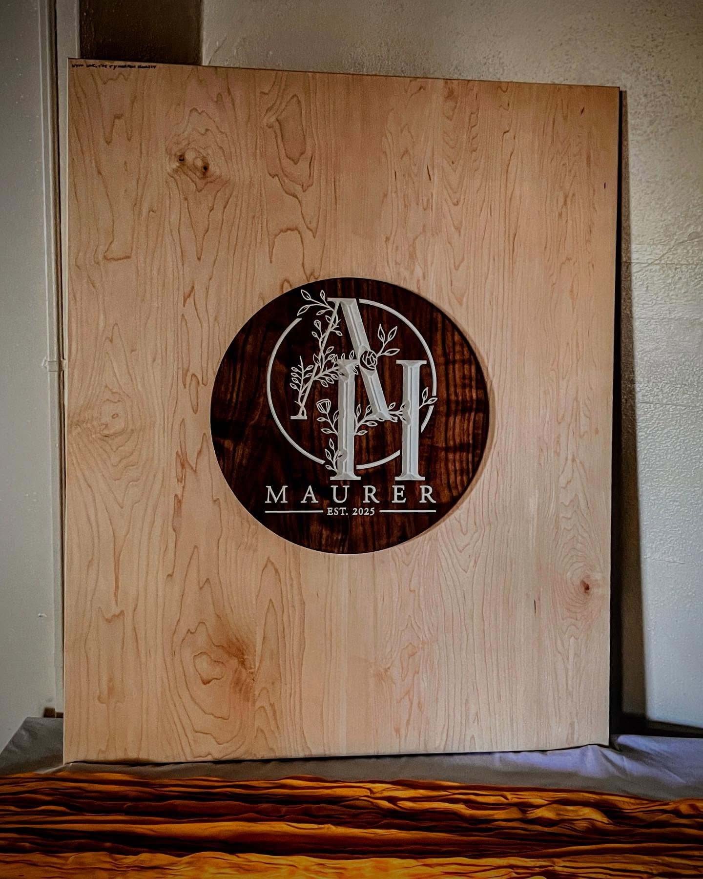 Custom wedding sign; logo designed by the groom and engraved into walnut and background in maple
Thanks for the opportunity to make your wedding sign @maurerwedding2025!