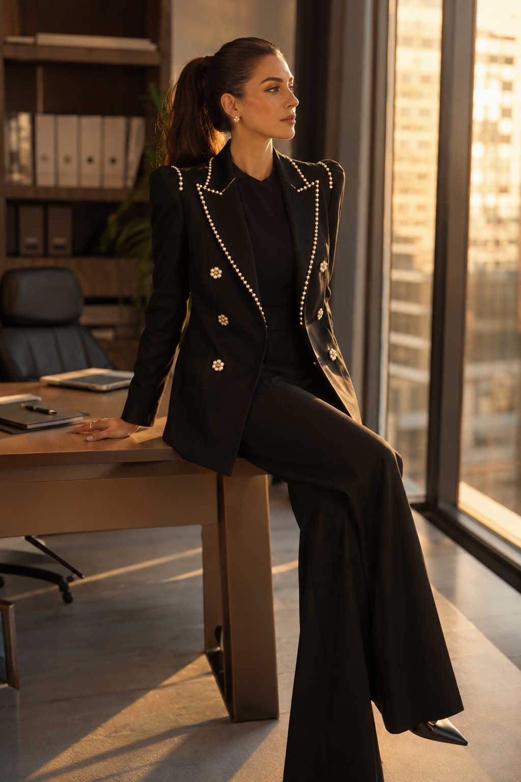 Feminine Blazer with flower buttons
