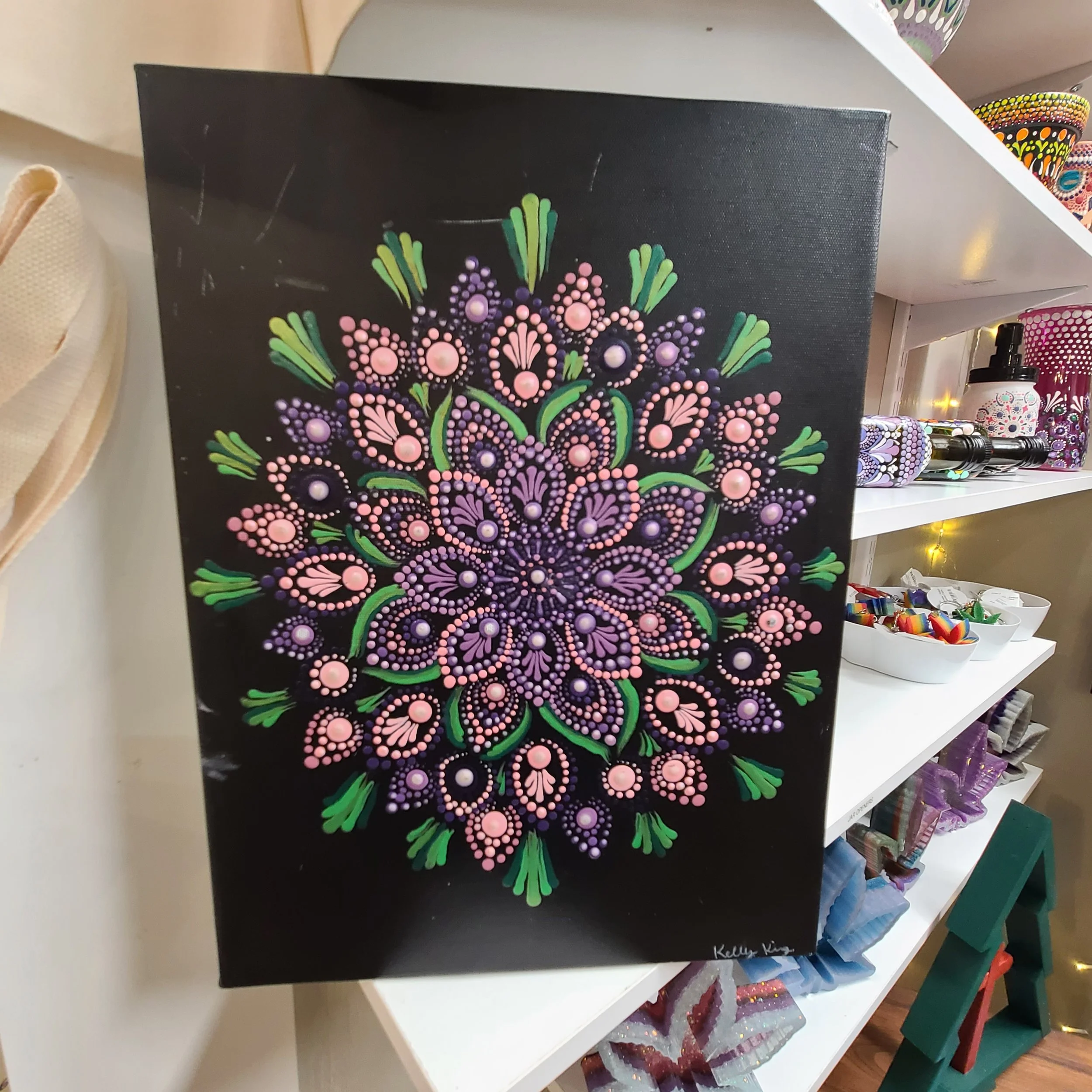 Hand-Painted Mandala on Canvas - 12"x15.5"