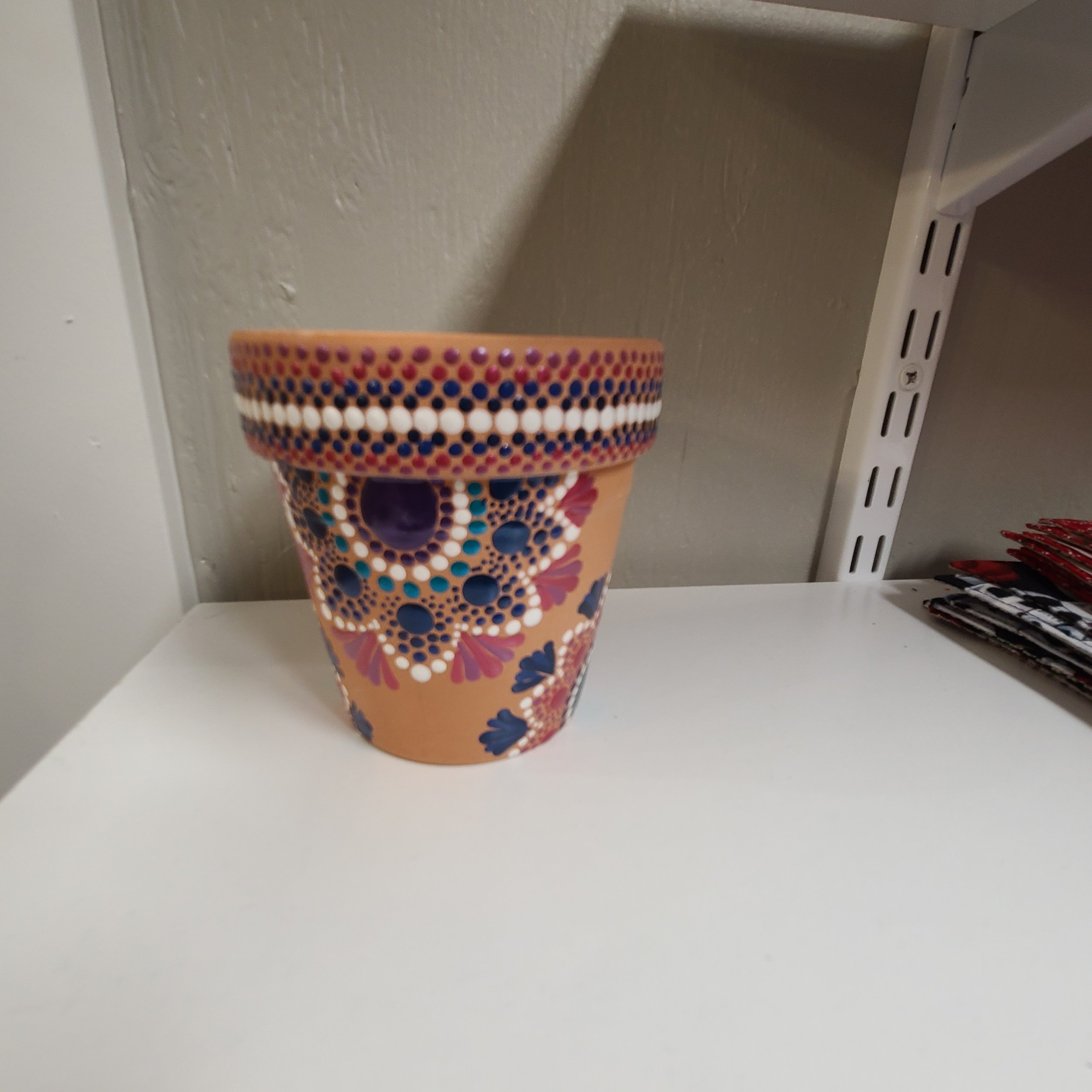 Hand-Painted Terra Cotta Pot - Small - Purple