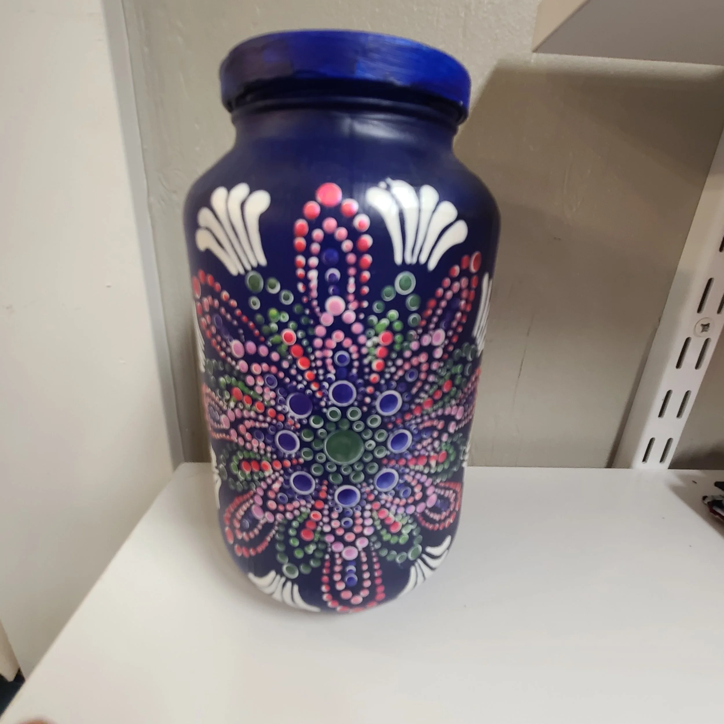 Hand-Painted Blue Jar - Large
