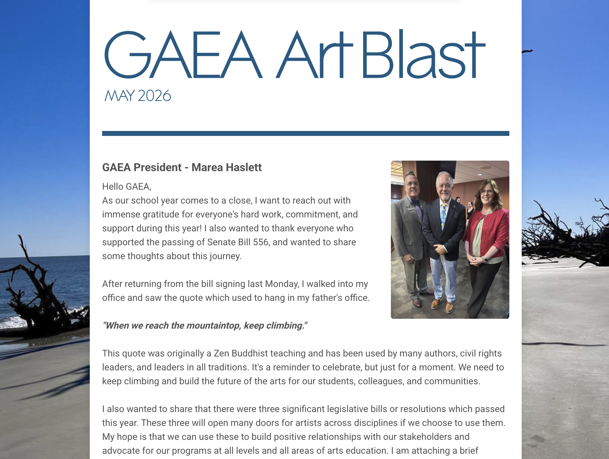 To read the latest Art Blast, click on the image above. 