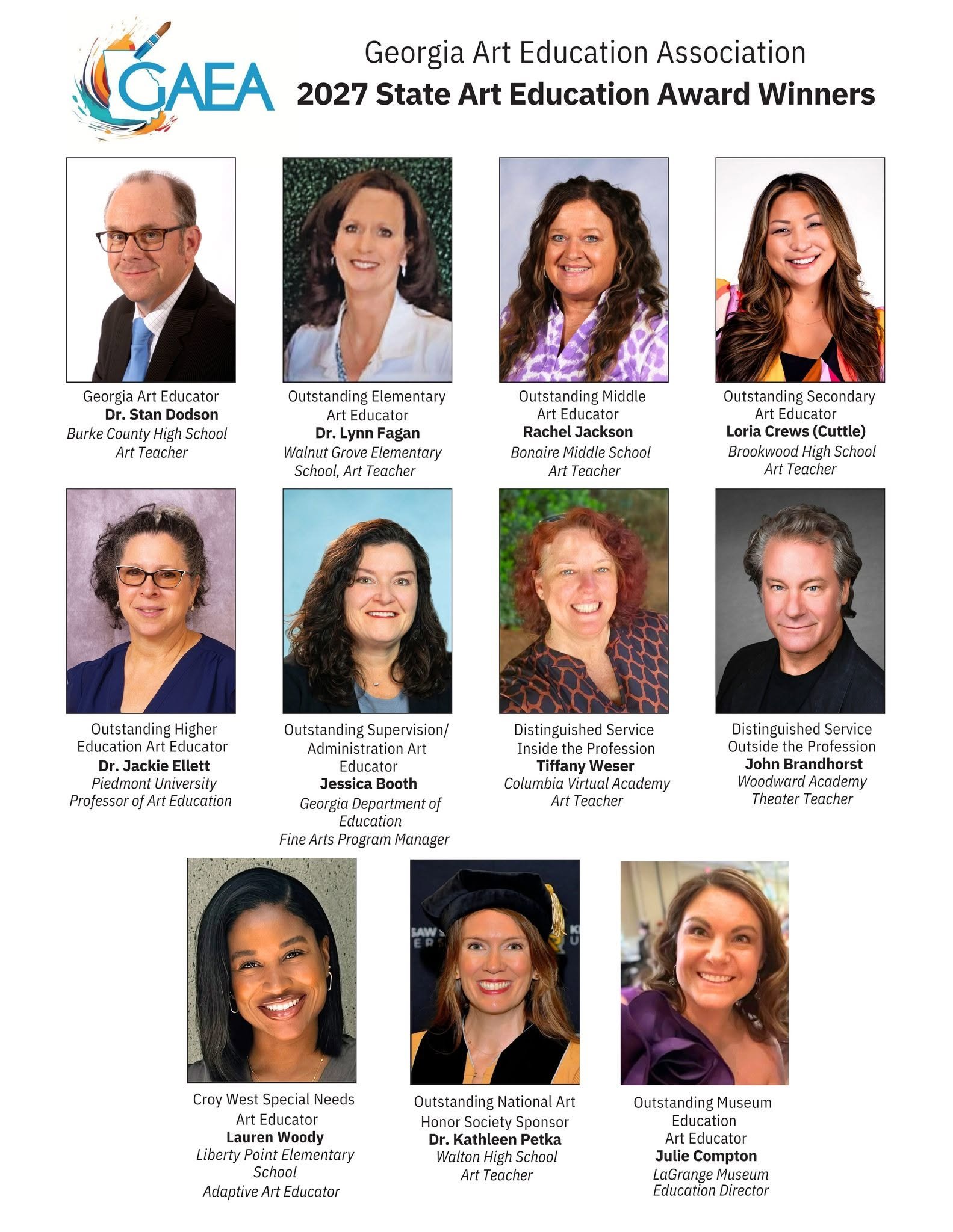 Congratulations to our 2027 GAEA Award Winners. Join us at the 2026 Fall Conference to celebrate each award winner. 