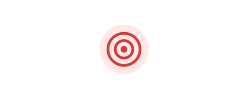 Red and white target symbol with concentric circles on a white background.