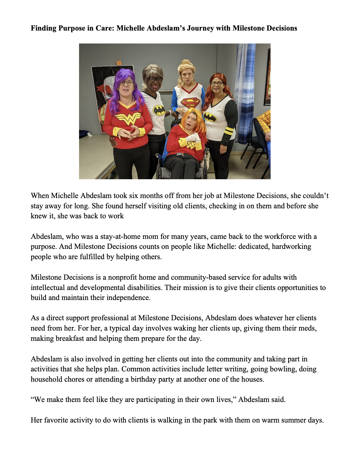 Feature story for Michelle Abdeslam
