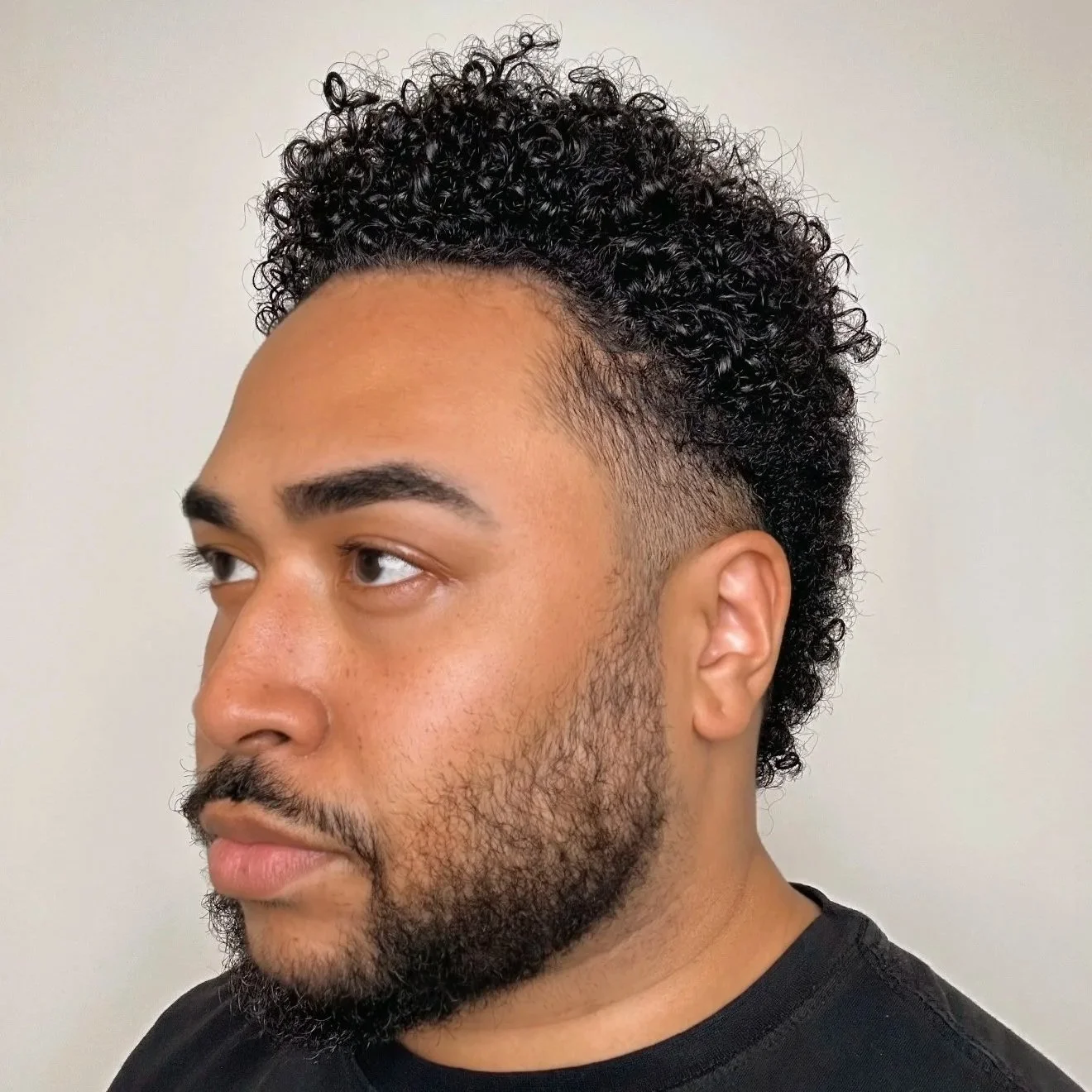 black man, black barber, fade, fro . roman clay wall. 3c curl pattern, type 4 hair , black hair, afro, haircut, textured hair, curly hair salon, fro hawk, 4a hair, 4b hair, 4c hair, 3b hair, curly, coily hair, kinky hair, wavy hair.