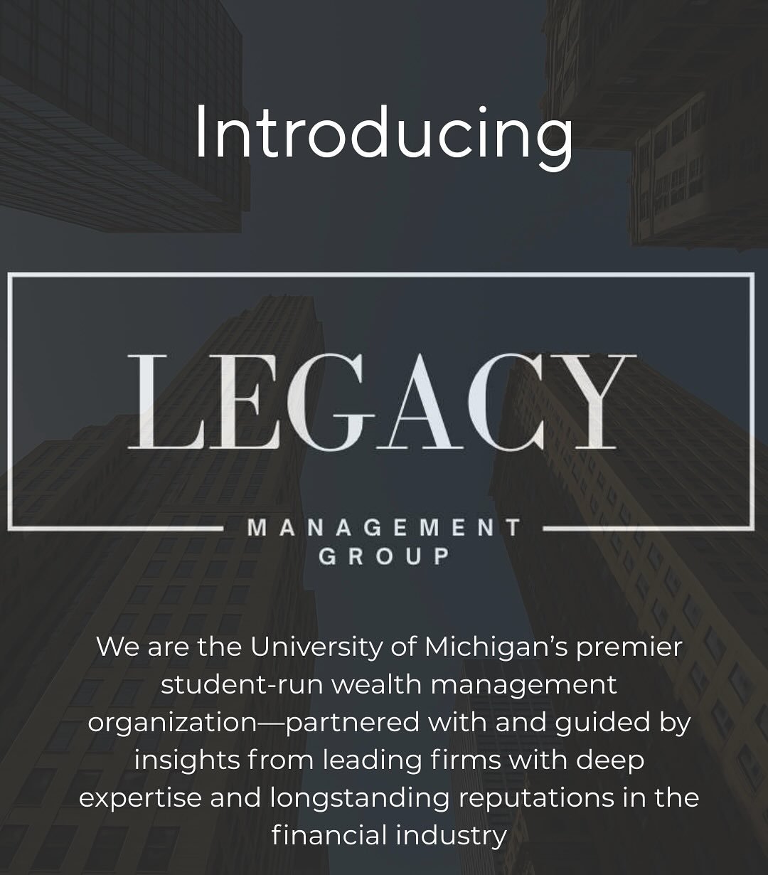 Introducing the Legacy Wealth Management Group to the University of Michigan. Follow this page to stay tuned for recruiting!