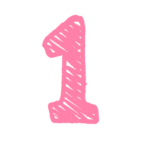 Pink chalk-drawn number one on a black background.