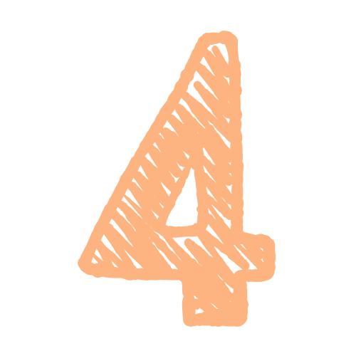 Hand-drawn style number 4 in peach color.
