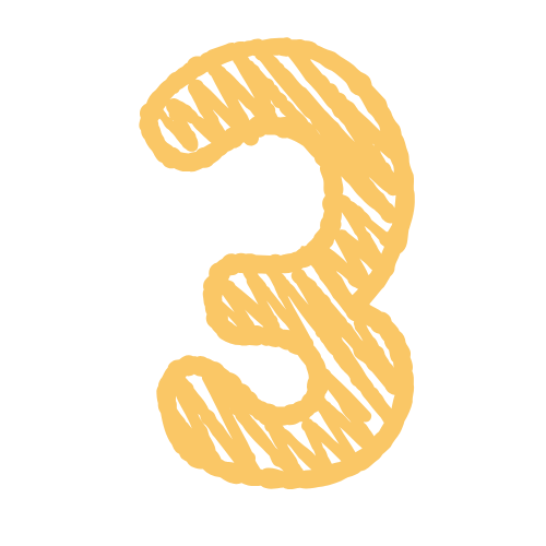 Yellow number three with black diagonal lines on black background.