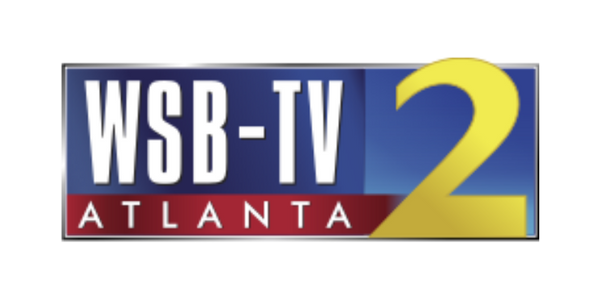 WSB-TV Atlanta logo with blue, red, and yellow colors