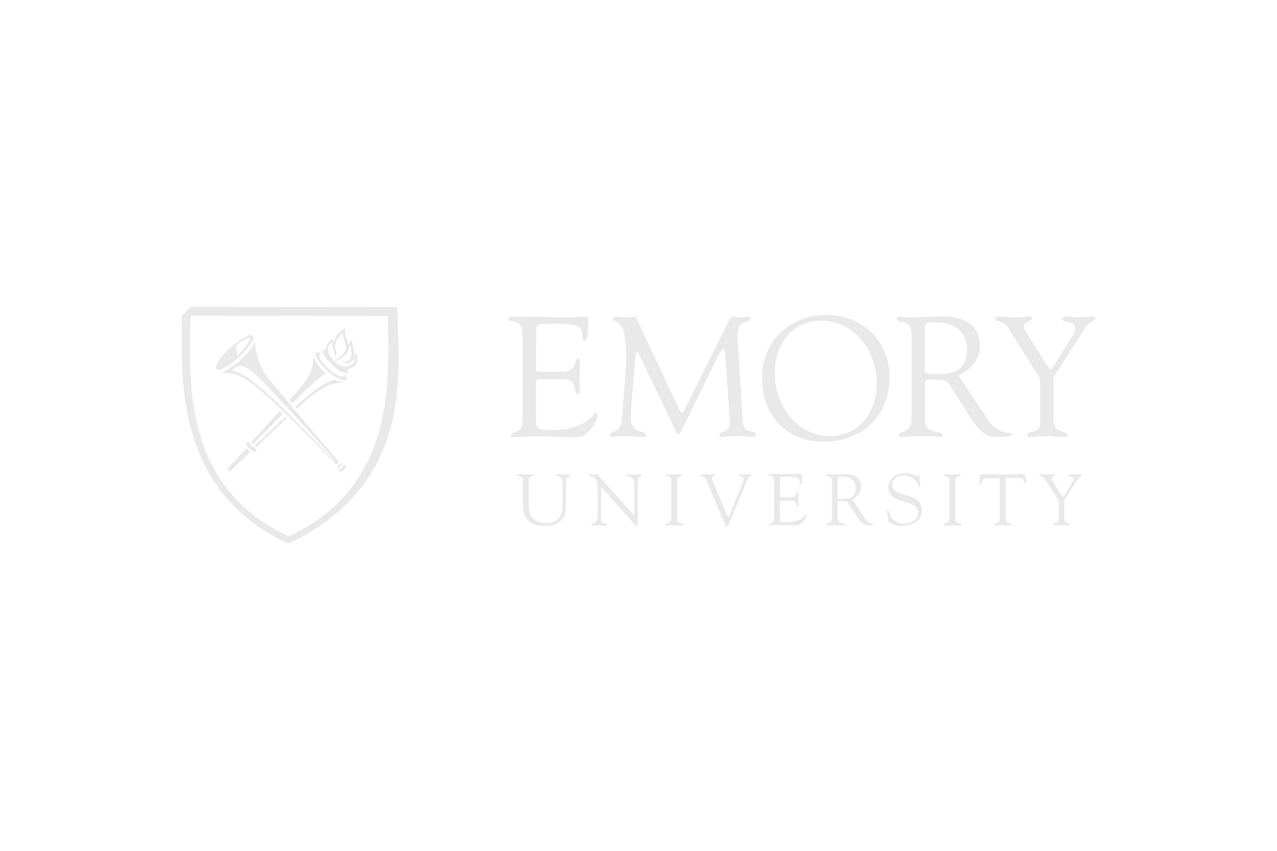 Emory University logo with a shield and crossed torch and lamp symbols.