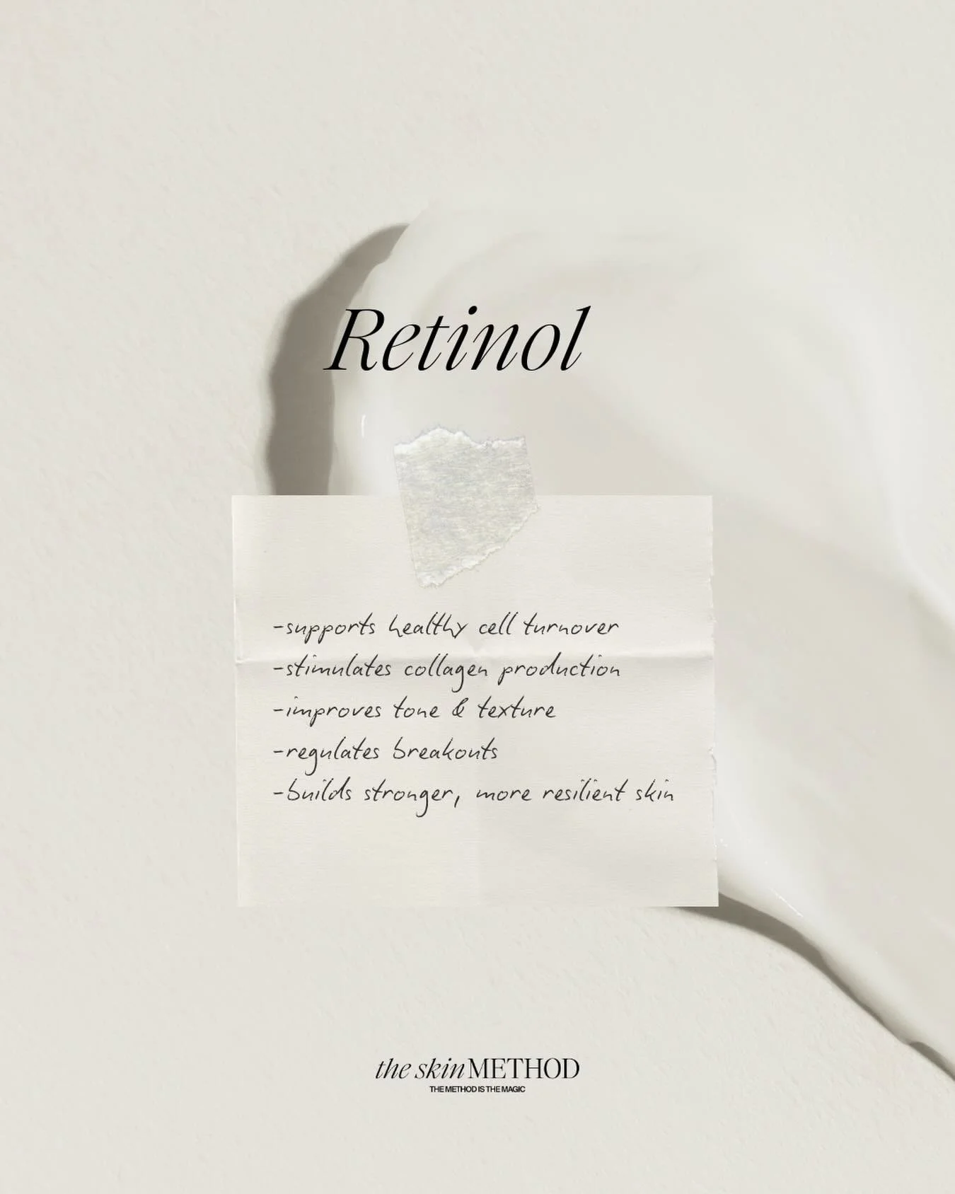 Retinol is part of the Vitamin A family, also known as retinoids, and is one of the most trusted ingredients for long-term skin change. It supports healthy cell turnover, collagen production, tone, texture, and breakout regulation helping build stron