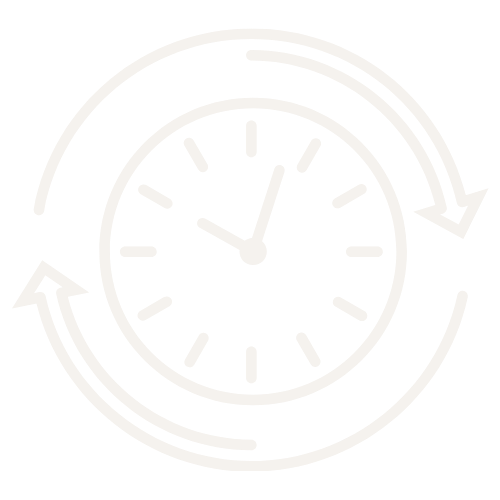 Clock with arrows revolving around it, indicating time change or synchronization.