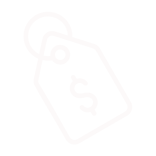 Outline of a price tag with a dollar sign on a black background.