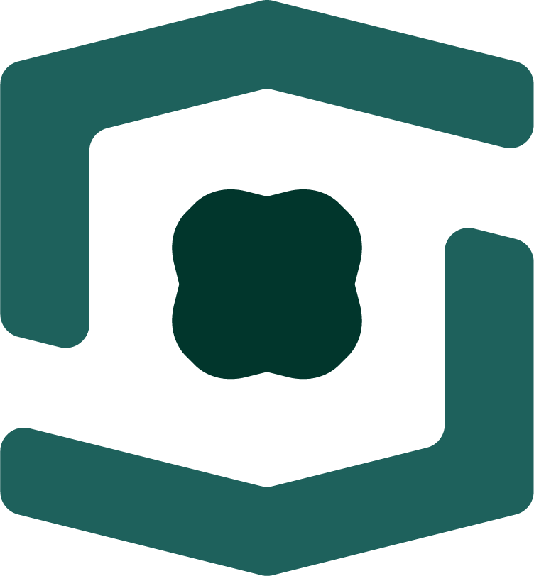 Icon of a symbol inside a 3D cube-like shape with rounded corners, resembling a Schrödinger's cat or a similar abstract figure.