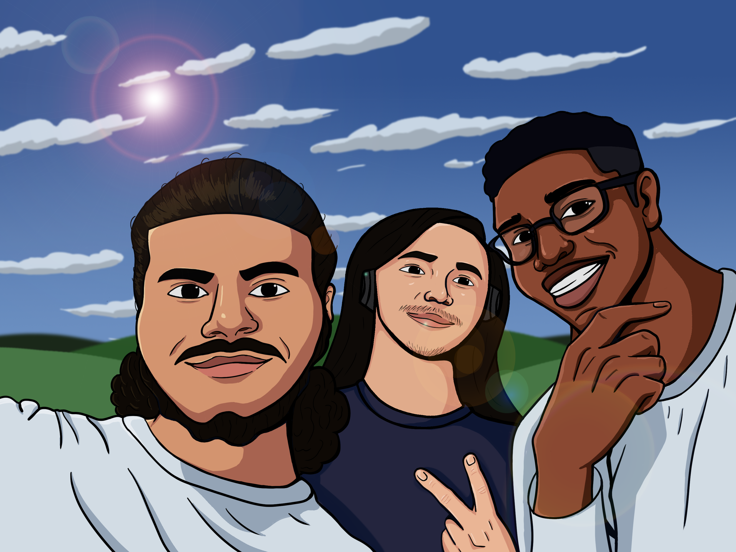 Portrait of me and my two friends after a summer college program - 2023 (Adobe Photoshop)