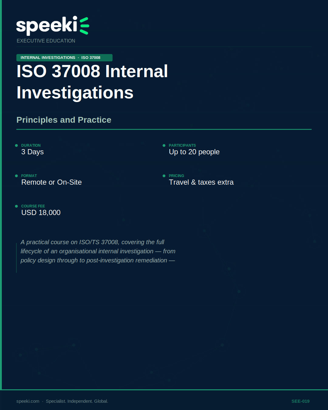 ISO 37008 Internal Investigations — Principles and Practice