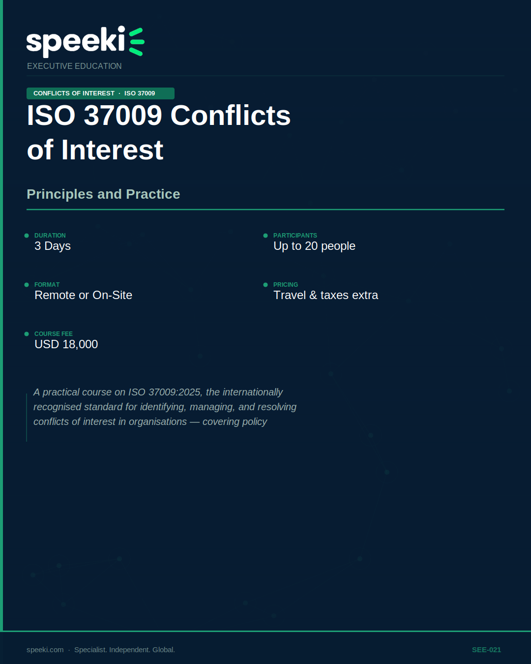 ISO 37009 Conflicts of Interest — Principles and Practi