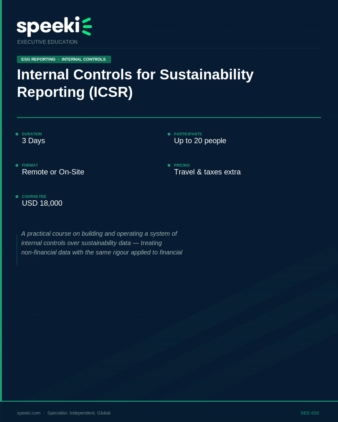 Internal Controls for Sustainability Reporting (ICSR)