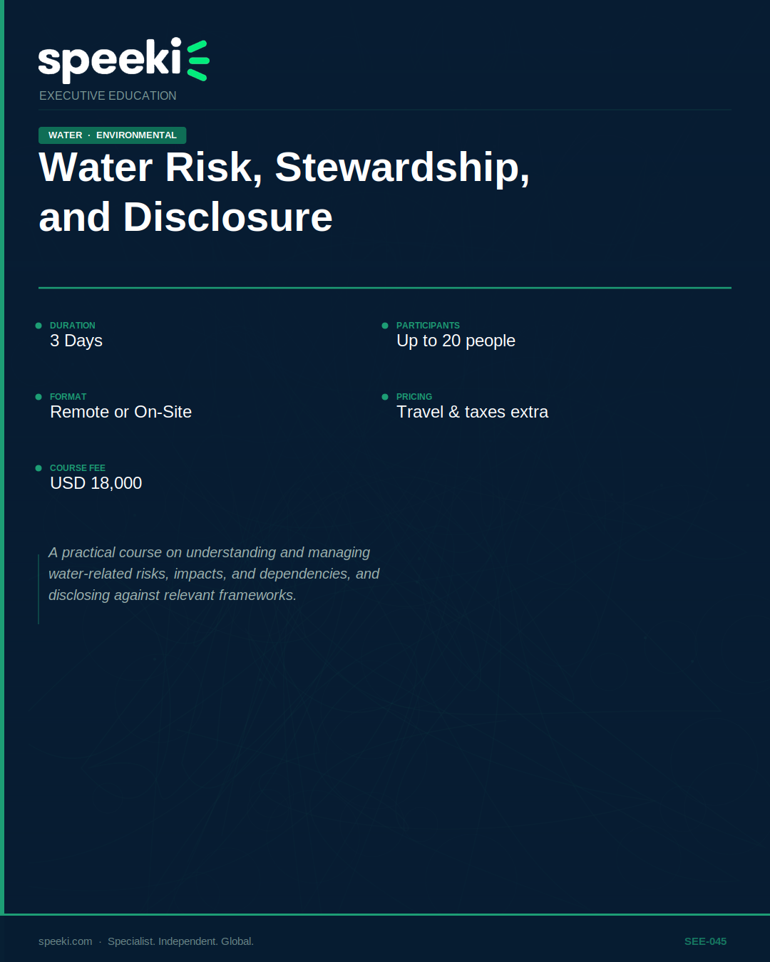Risques liés à l'eau, gestion responsable et communication d'informations