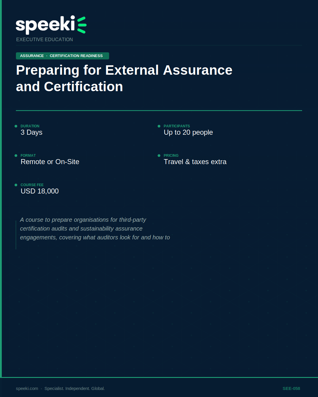 Préparation à l'audit externe et à la certification