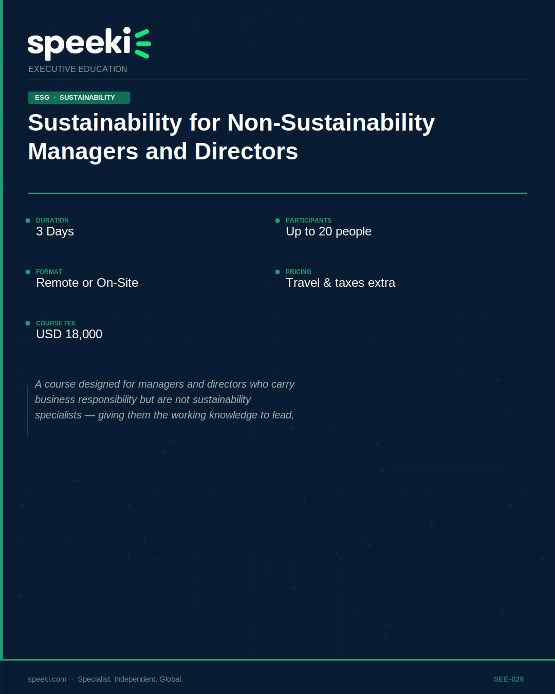 Sustainability for Non-Sustainability Managers and Directors