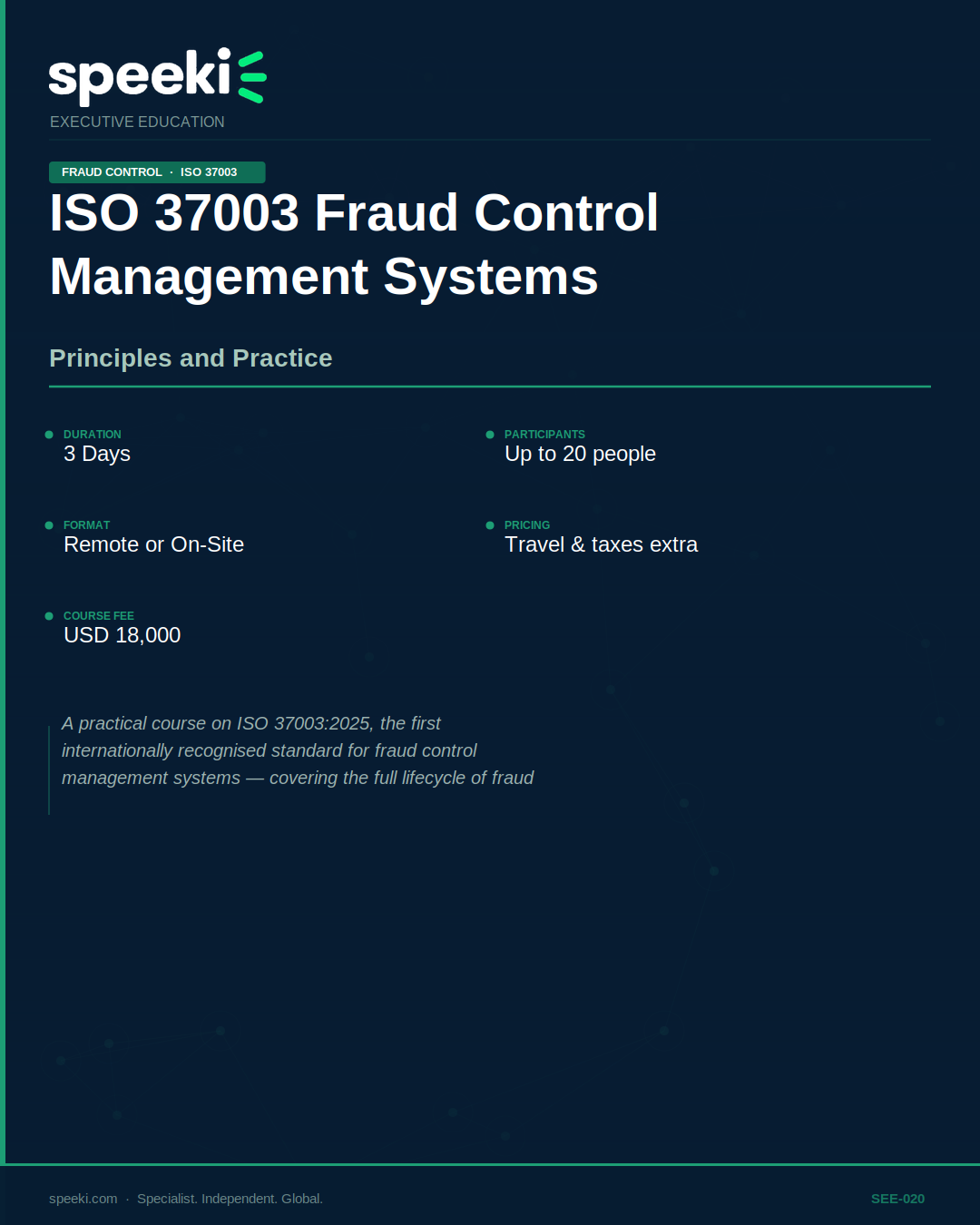 ISO 37003 Fraud Control Management Systems — Principles and Practice