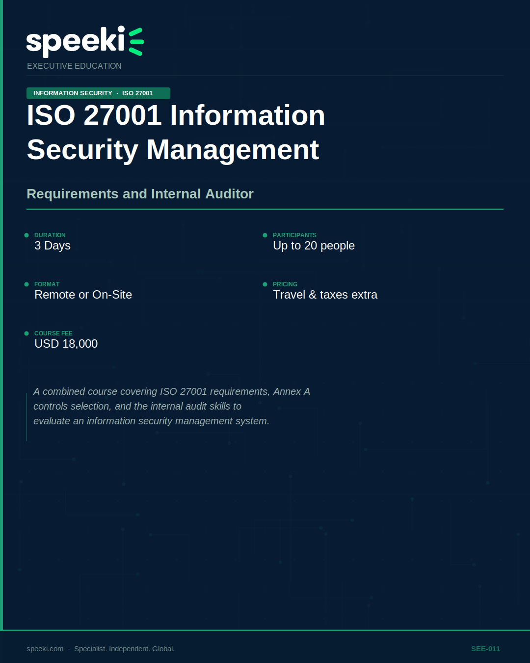 ISO 27001 Information Security Management — Requirements and Internal Auditor