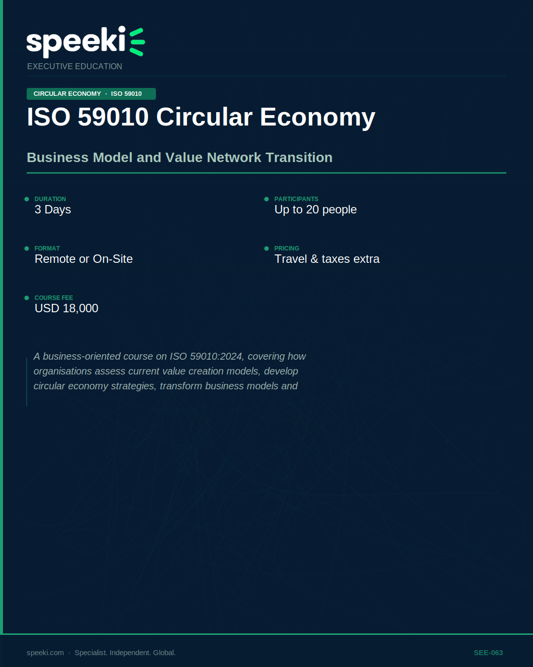 ISO 59010 Économie circulaire — Transition des modèles économiques et des réseaux de valeur