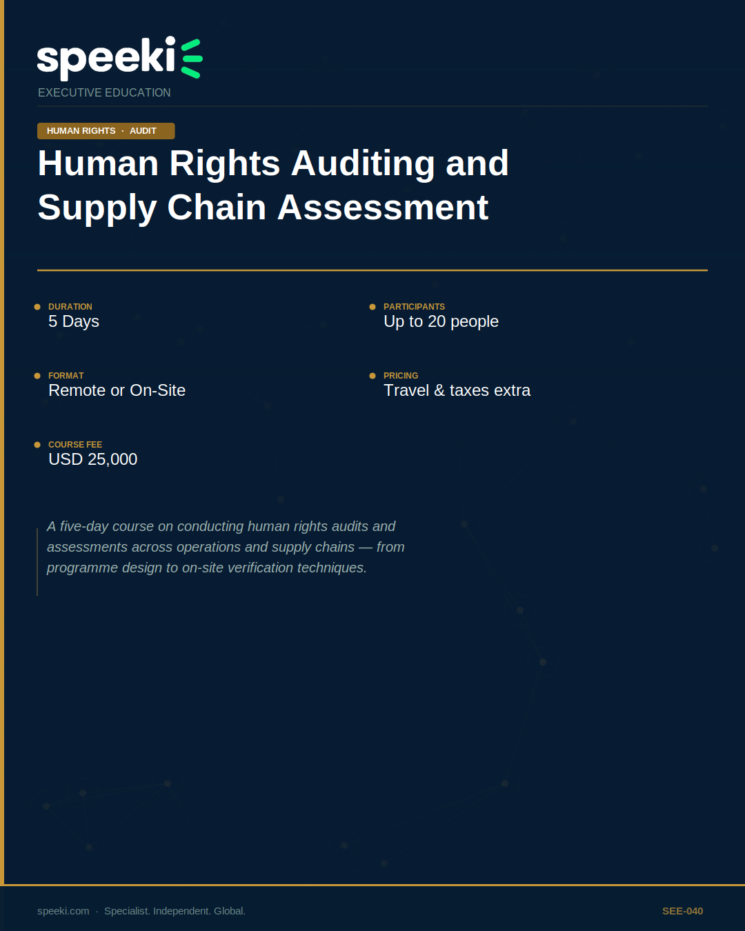 Human Rights Auditing and Supply Chain Assessment