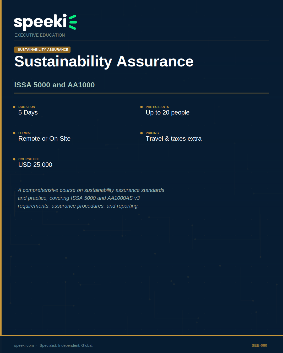 Certification en matière de développement durable — ISSA 5000 et AA1000