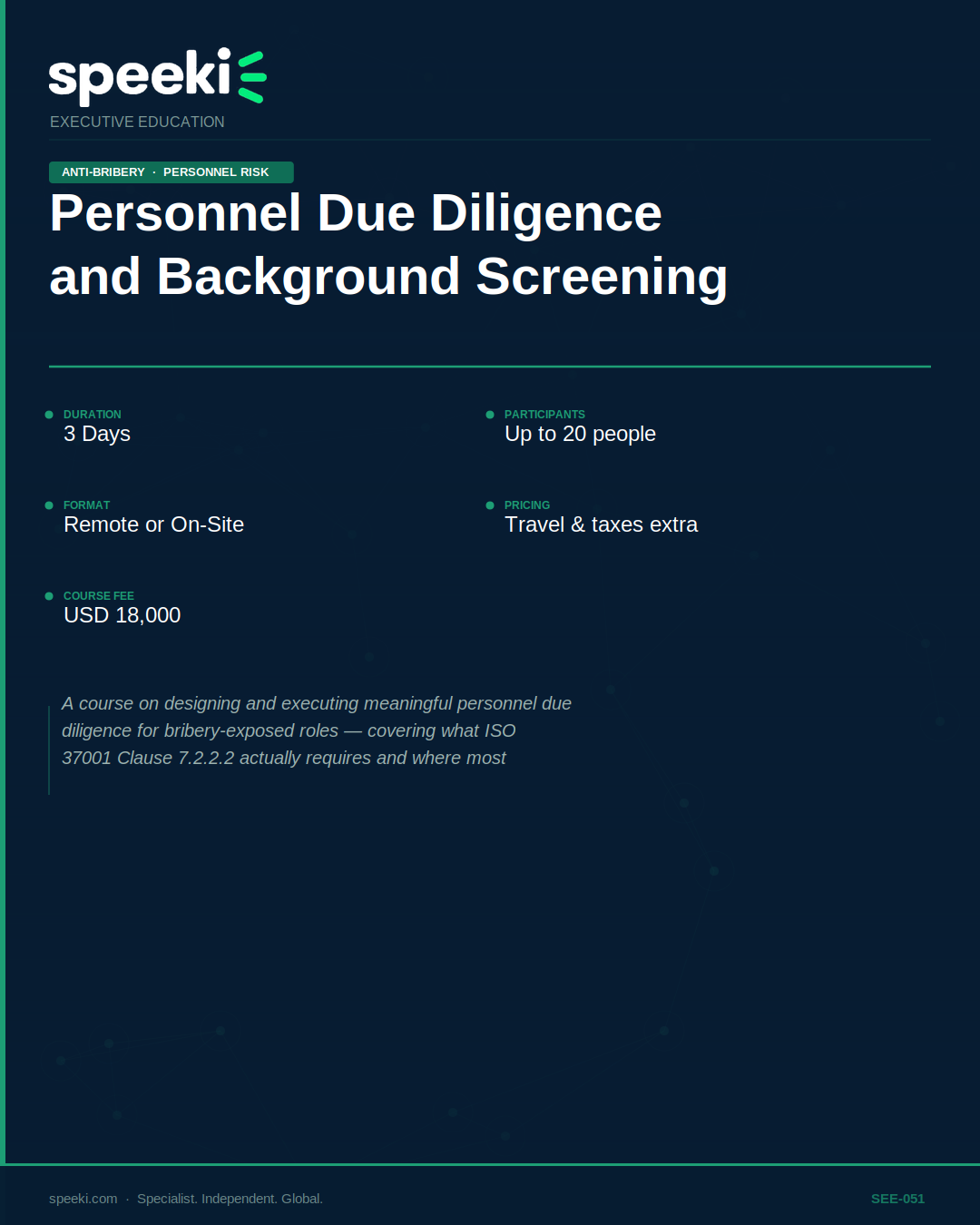 Vérification préalable et contrôle des antécédents du personnel
