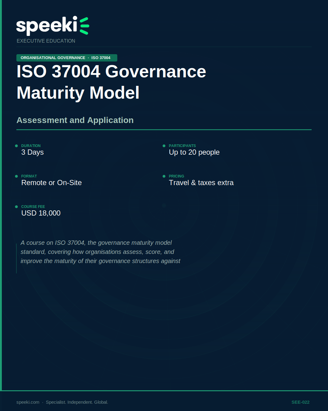 ISO 37004 Governance Maturity Model — Assessment and Application