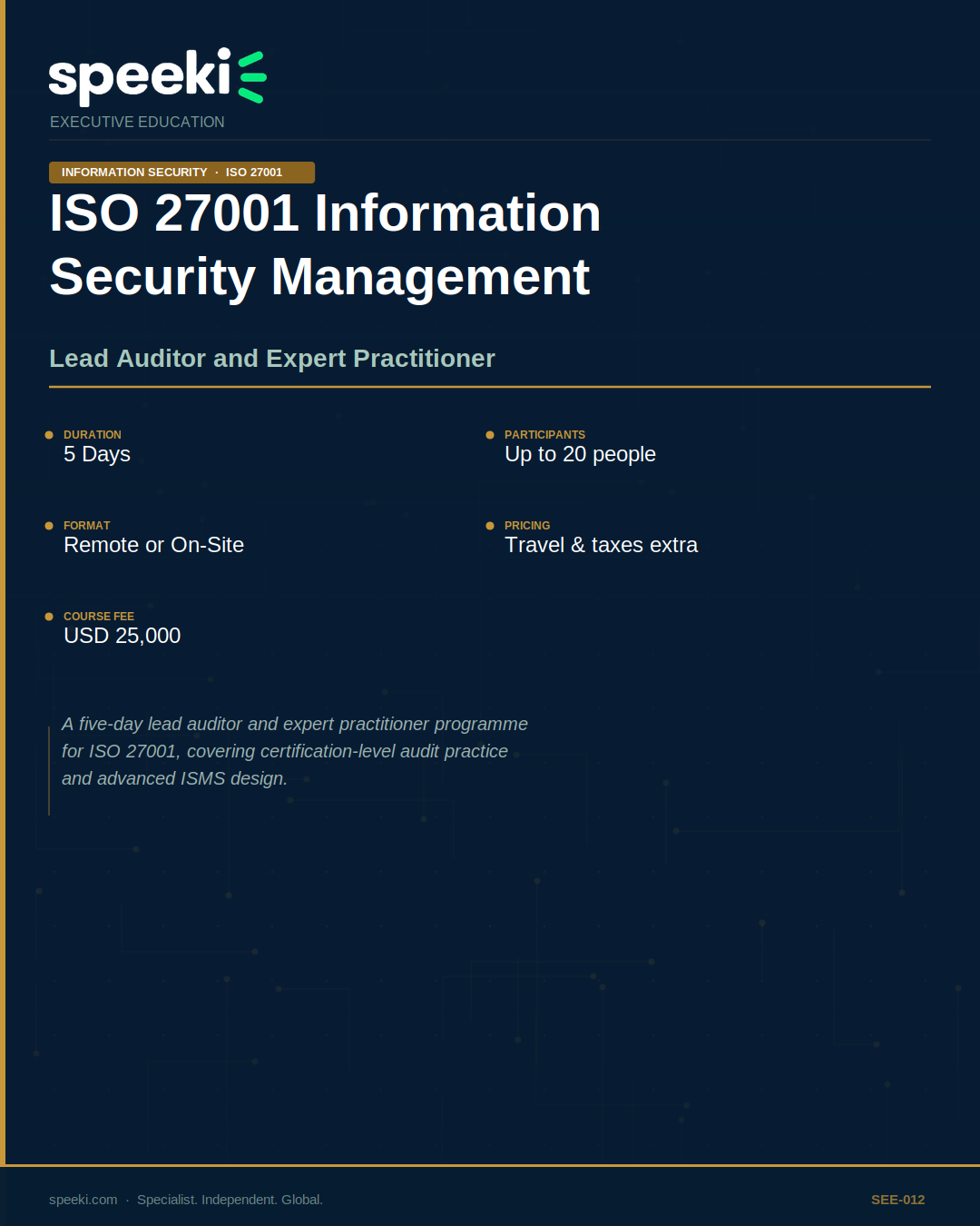 ISO 27001 Information Security Management — Lead Auditor and Expert Practitioner