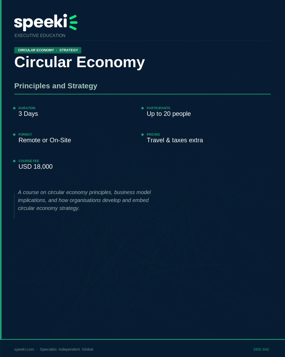 Circular Economy — Principles and Strategy