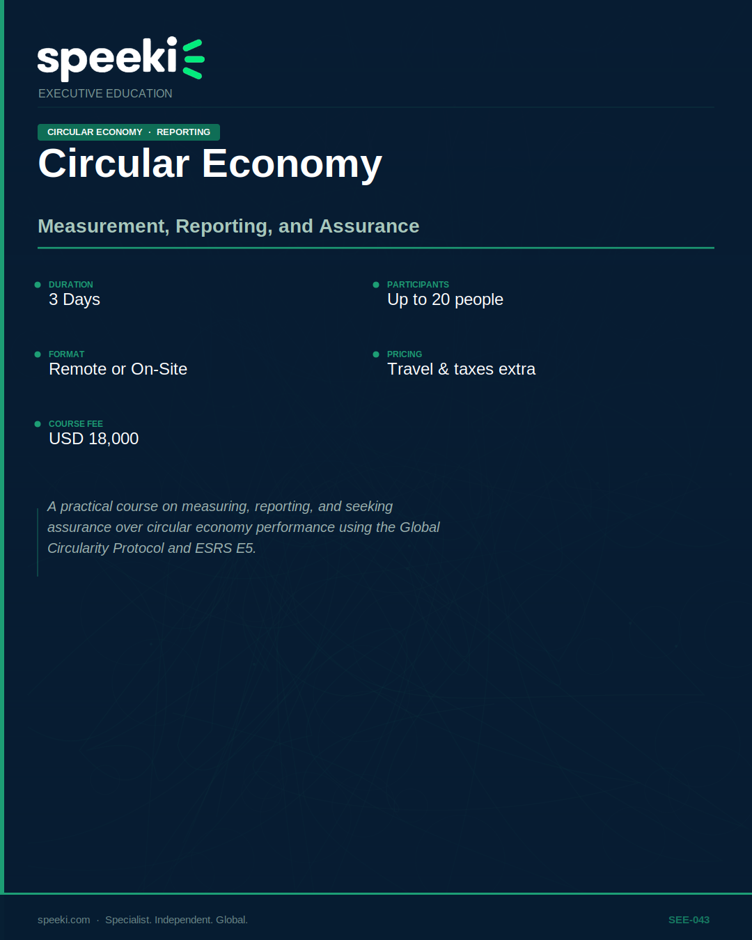 Circular Economy — Measurement, Reporting, and Assurance