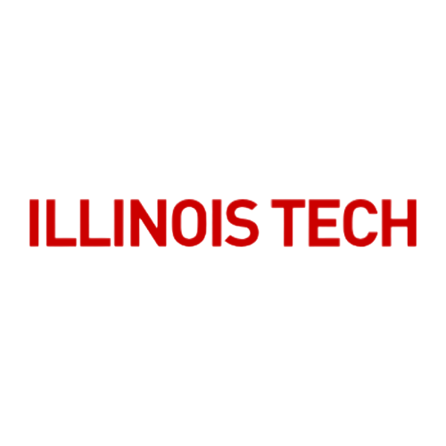 Illinois Tech logo with a black background and red 3D text